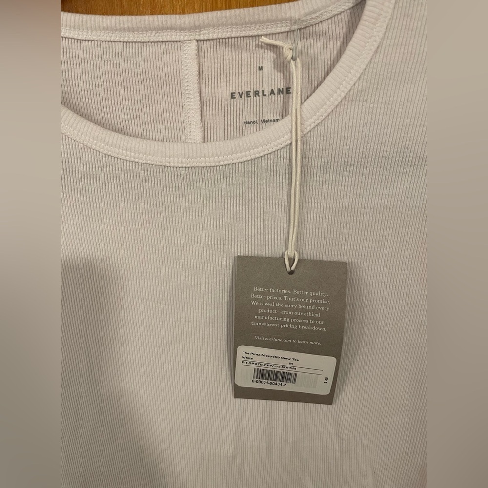 NWT Everlane The Pima Micro-Rib Crew Tee - Picture 4 of 6